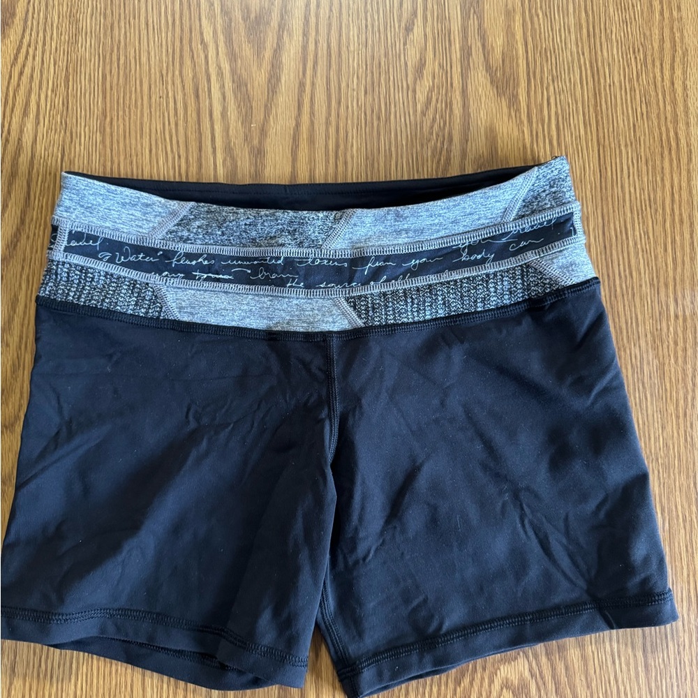 Women’s Black Athletic Shorts with Gray Waistband